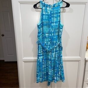 Chaps Aqua and Blue Flare Dress Size 10